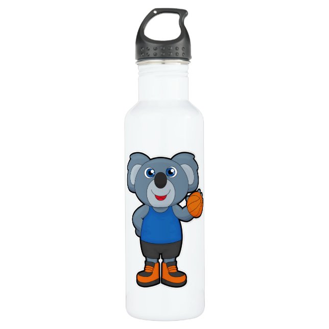 Botella De Agua Koala como jugador de baloncesto con baloncesto (Anverso)