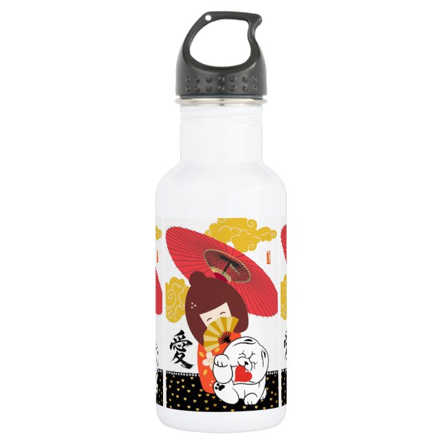 Botella De Agua KOKESHI LOVE  Chow Valentine  (Anverso)