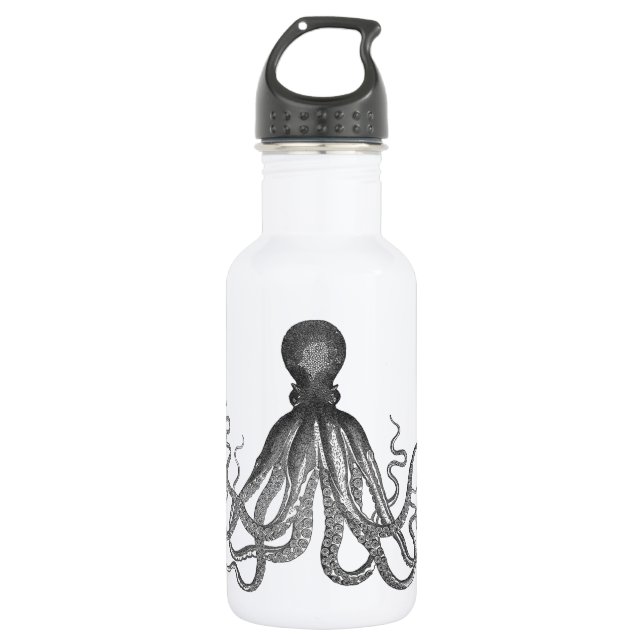 Botella De Agua Kraken - pulpo gigante negro/Cthulu (Anverso)