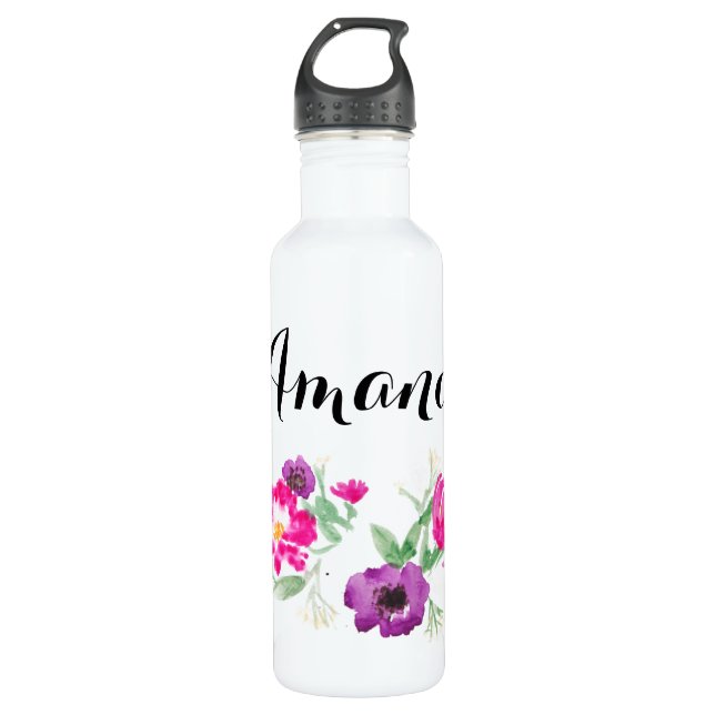 Botella De Agua La acuarela conocida de encargo florece el agua (Anverso)