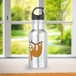 Botella De Agua La adorable Sloth "Aguanta ahí"<br><div class="desc">Gracioso ilustracion de un lindo perezoso colgando de una rama de árbol y las palabras "Aguanta ahí" con letra manuscrita.</div>