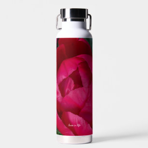 Botella De Agua La bella y floreciente Peonia Roja
