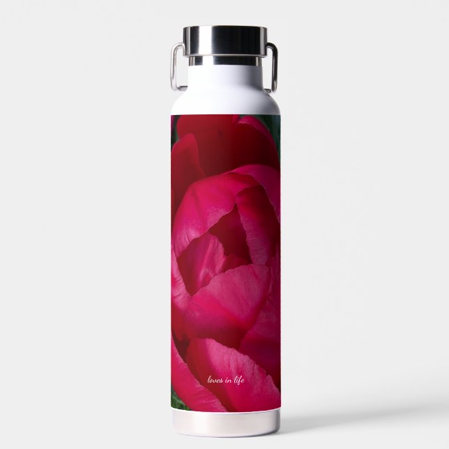 Botella De Agua La bella y floreciente Peonia Roja (Delantero)