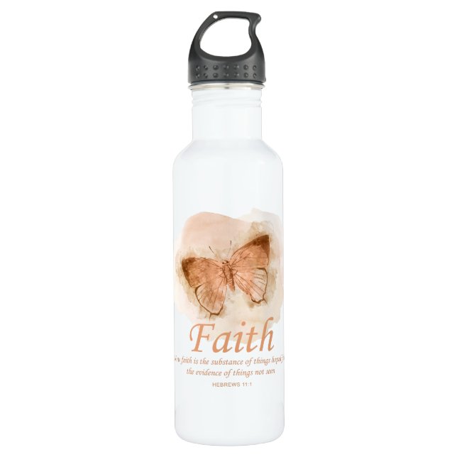 Botella De Agua La Biblia Cristiana Femenina Verse Butterfly:Fe (Anverso)