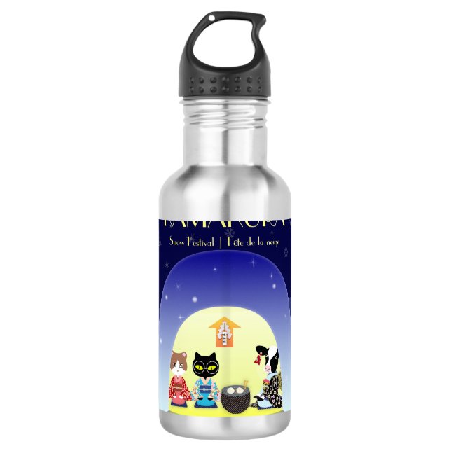 Botella De Agua La celebración de nieve de Edo-Neko (Anverso)