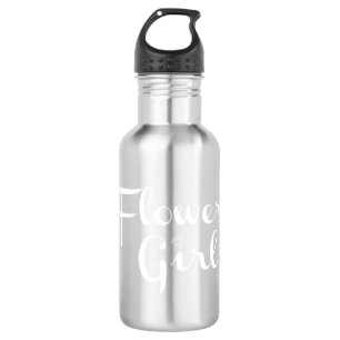Botella De Agua La chica flor retro escribe blanco en gris