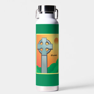 Botella De Agua La cruza de bendiciones irlandesas personalizada