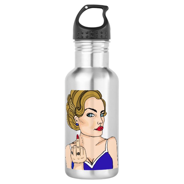 Botella De Agua La dama retro que cae del pájaro (Anverso)