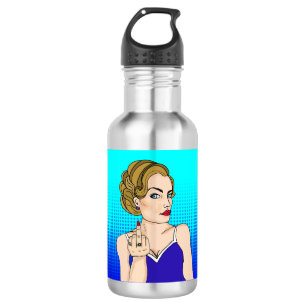 Botella De Agua La dama retro que cae del pájaro