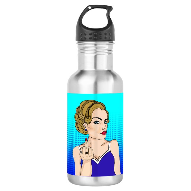 Botella De Agua La dama retro que cae del pájaro (Anverso)