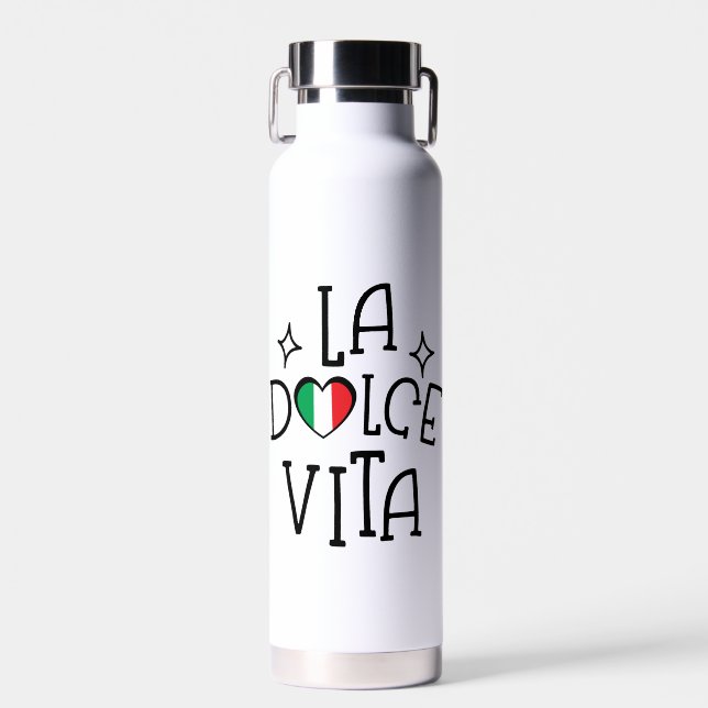 Botella De Agua La Dolce Vita Cute Italian Flag Heart (Delantero)