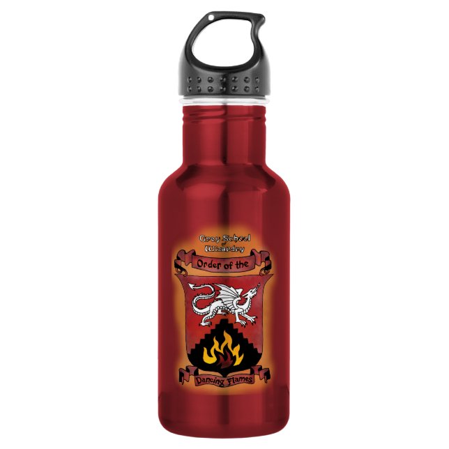 Botella De Agua La escuela gris de la hechicería flamea la botella (Anverso)