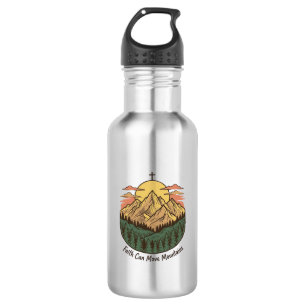 Botella De Agua La Fe Puede Mover Montañas Camiseta Vintage de Mon