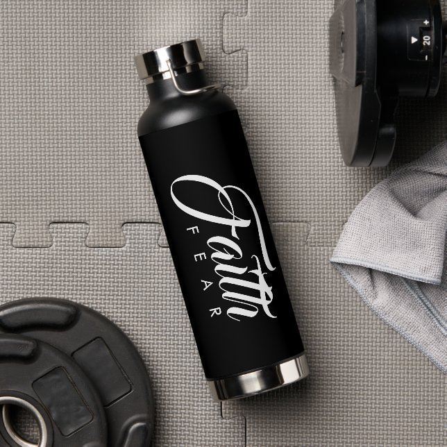 Botella De Agua La fe sobre el miedo negro (Gimnasio)