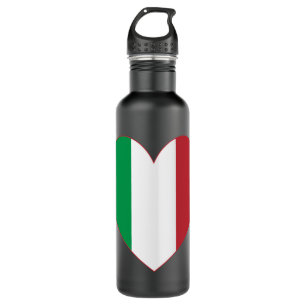 Botella De Agua La frontera roja del corazón de la bandera de Ital