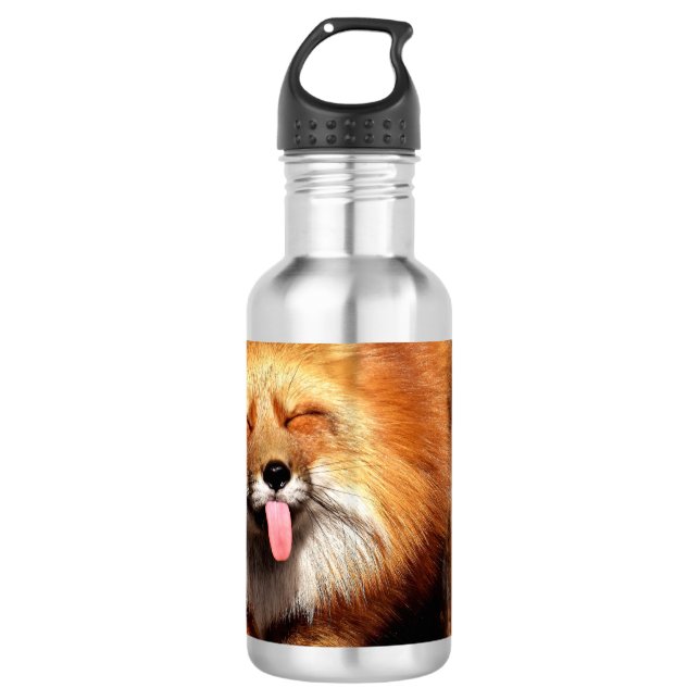 Botella De Agua La graciosa Fox pegando es lengua fuera (Anverso)