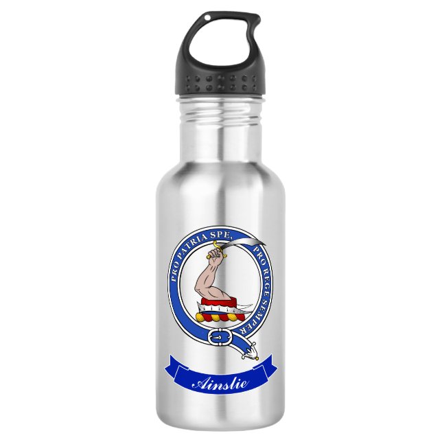 Botella De Agua La insignia de clan de Ainslie personalizada (Anverso)
