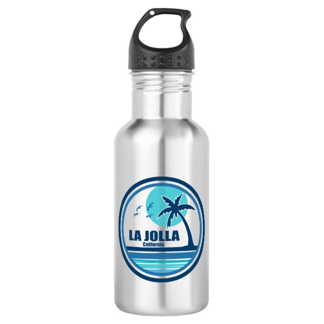 Botella De Agua La Jolla California Palma Pájaros (Anverso)