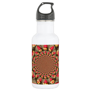 Botella De Agua La luz roja colorida: Arte de fresa Kaleidoscope