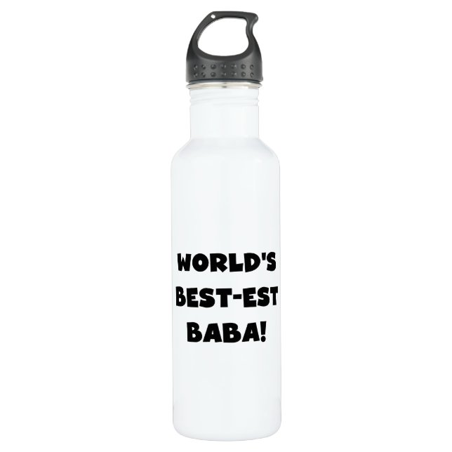 Botella De Agua La mejor baba del mundo del texto negro (Anverso)