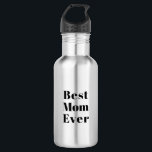 Botella De Agua La mejor madre de la historia de la tipografía mod<br><div class="desc">Mejor Mamá Nunca Típografía moderna negra botella de agua de acero inoxidable</div>