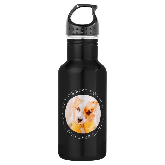 Botella De Agua La mejor madre del perro del mundo elegante foto d (Anverso)