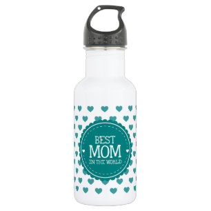 Botella De Agua La mejor mamá en el mundo de los corazones Verde a