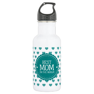 Botella De Agua La mejor mamá en el mundo de los corazones Verde a