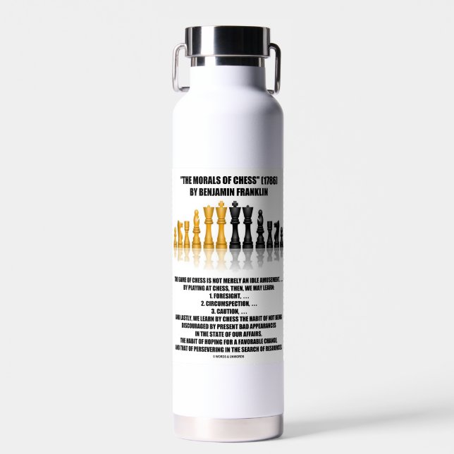 Botella De Agua La Moral Del Ajedrez Benjamin Franklin (Delantero)