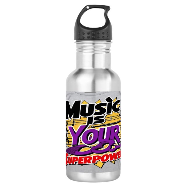 Botella De Agua La Música Es Tu Superpoder 3 (Anverso)