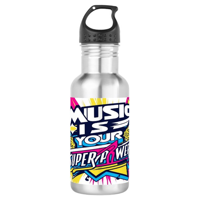 Botella De Agua La música es tu superpotencia 2 (Anverso)
