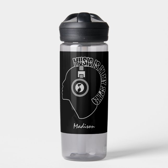 Botella De Agua La música está en mi nombre personalizado de colum (Delante)