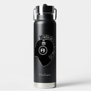 Botella De Agua La música está en mi nombre personalizado de colum