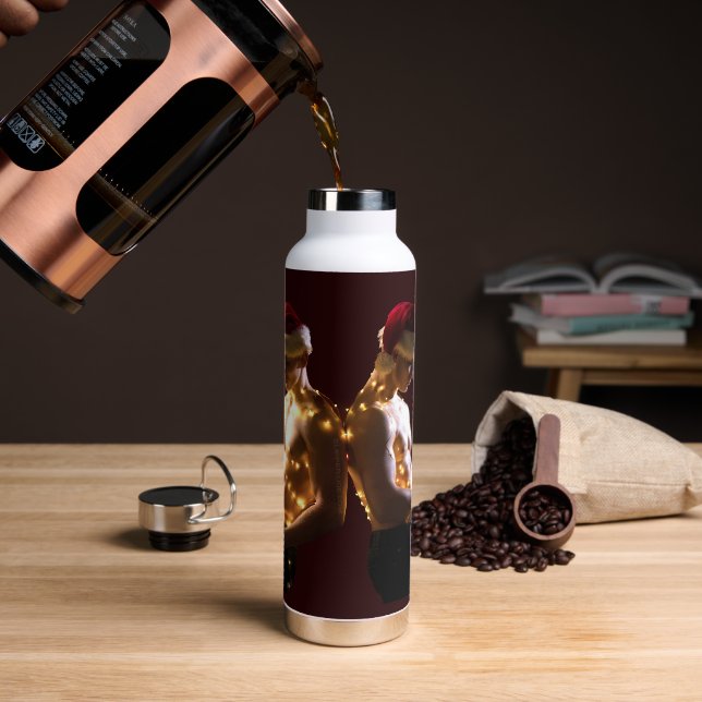 Botella De Agua La Navidad de hombres espalda con espalda sin cami (Café)