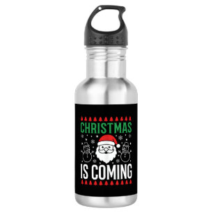 Botella De Agua La Navidad Está Llegando Santa Muñeco de Nieve