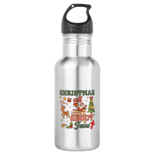 Botella De Agua La Navidad se trata de Jesús Santa Trineo Reno