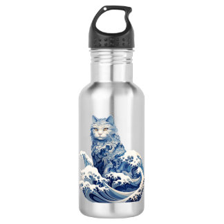 Botella De Agua La ola del gato en Kanagawa