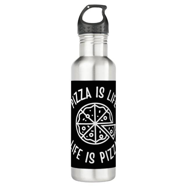 Botella De Agua La pizza es la vida es divertida (Anverso)