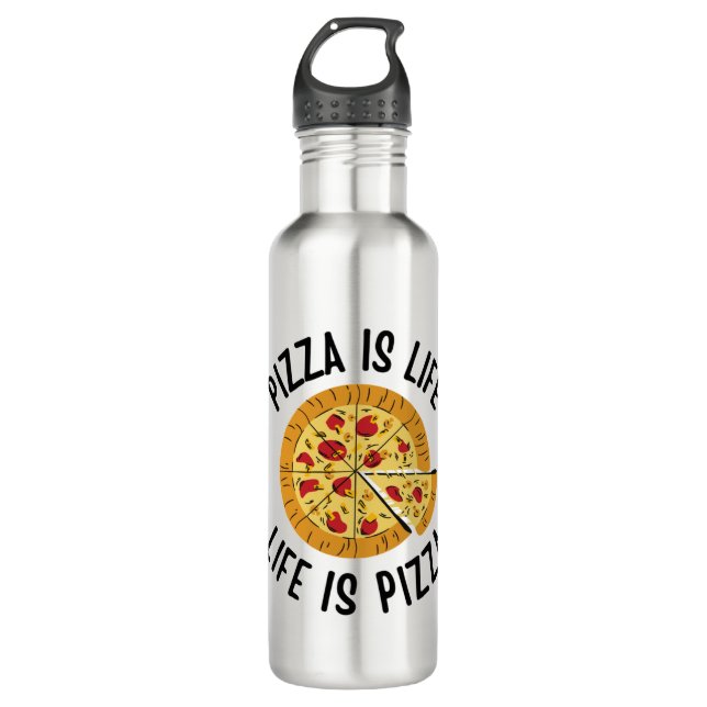 Botella De Agua La pizza es la vida es divertida (Anverso)