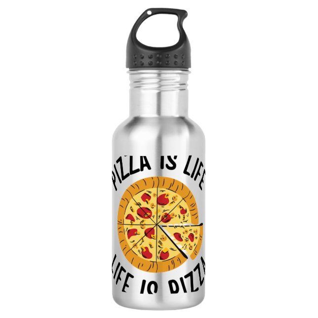 Botella De Agua La pizza es la vida es divertida (Anverso)