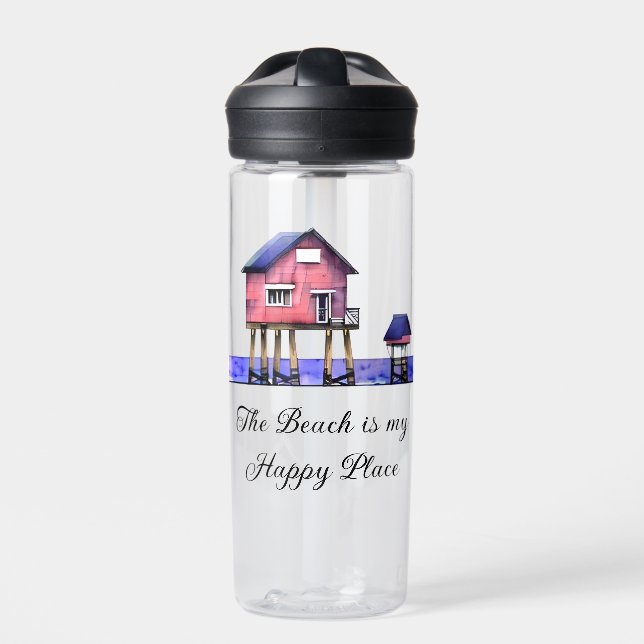 Botella De Agua La playa es mi lugar feliz (Delante)