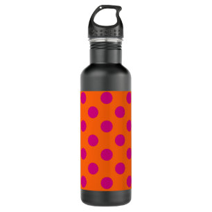 Botella De Agua La polka de Fuchsia da puntapiés al naranja