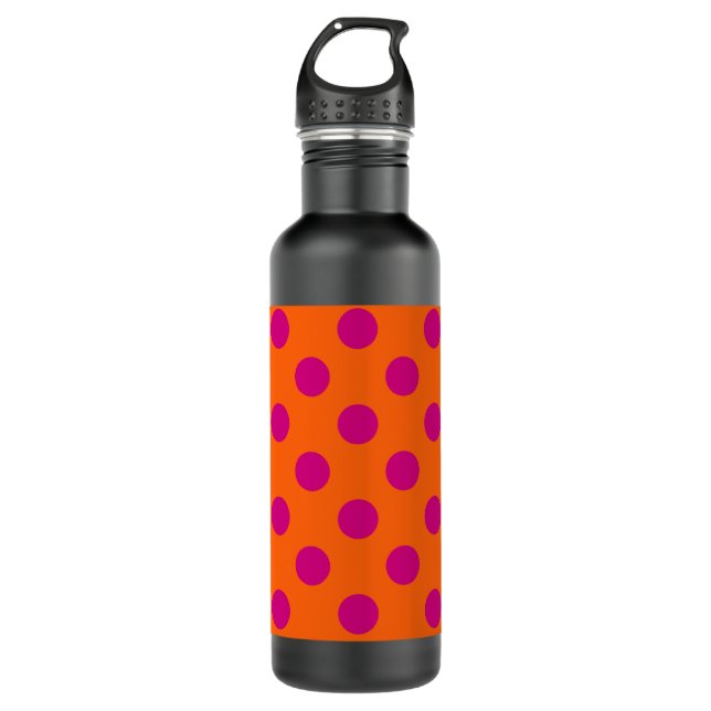 Botella De Agua La polka de Fuchsia da puntapiés al naranja (Anverso)