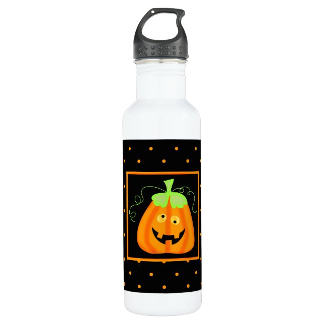Botella De Agua La sabia calabaza de Halloween en negro (Anverso)