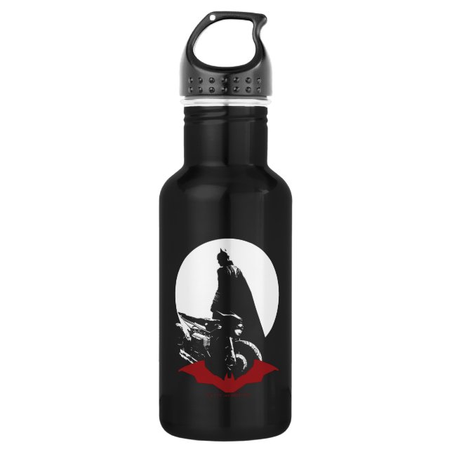Botella De Agua La silueta de la motocicleta Batman (Anverso)