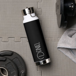 Botella De Agua La tipografía moderna negra personalizada