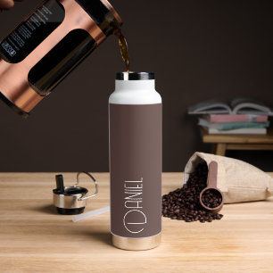 Botella De Agua La tipografía moderna taupe personalizada