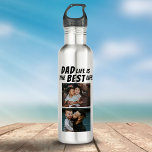 Botella De Agua La vida de papá es el mejor padre de dos fotos de<br><div class="desc">Dad Life es la mejor vida 2 fotos Padre botella de agua de acero. Esta botella de agua es el regalo perfecto para cualquier padre que sepa que ser padre es lo mejor que le ha pasado. El diseño presenta la cita "La vida de papá es la mejor vida" en...</div>