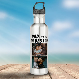 Botella De Agua La vida de papá es el mejor padre de dos fotos de 