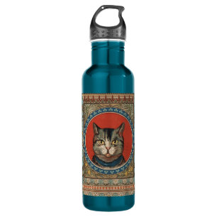 Botella De Agua La vida de un gato vintage para un gato kitano clá